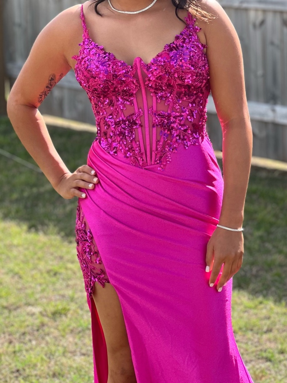 Sparkly pink prom dress, gala, formal dress or evening gown sz 4